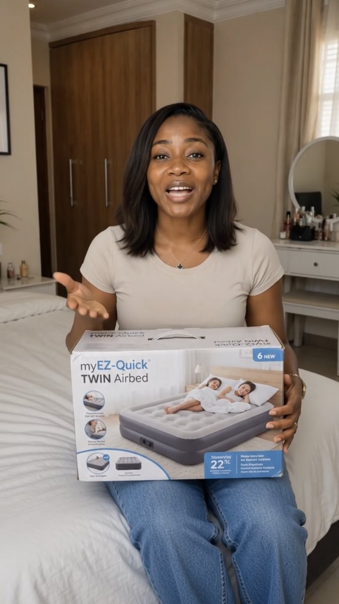 Air mattress UGC-style ad, creator with product